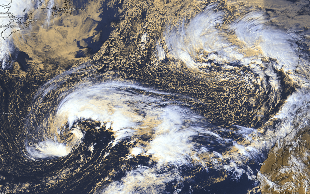 El Atlántico ocupado por dos grandes ciclones